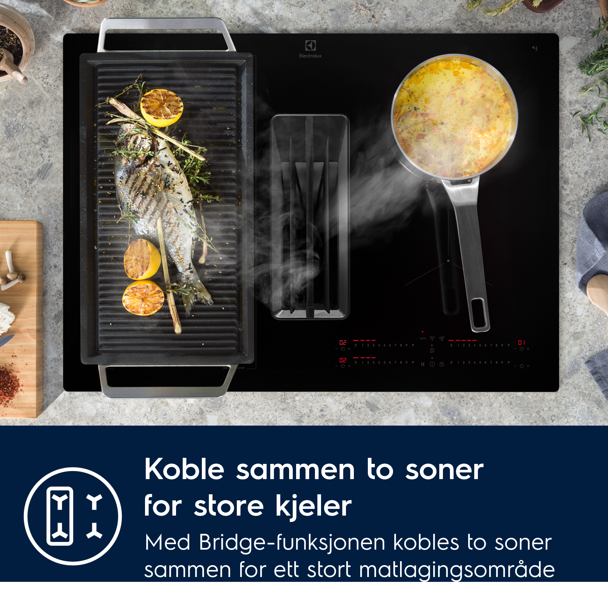 Electrolux - Induksjonstopp med integrert ventilator - HHOB760S