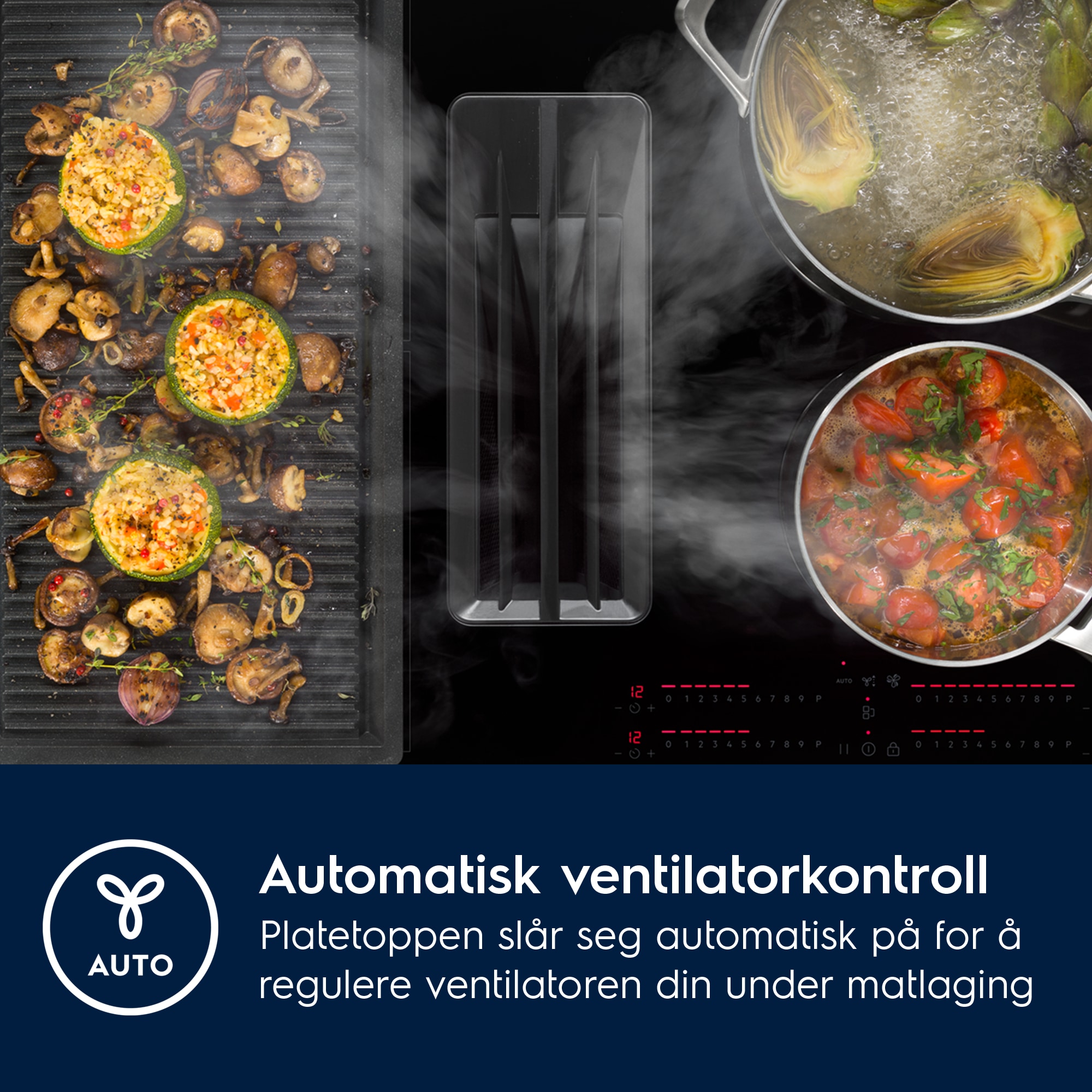 Electrolux - Induksjonstopp med integrert ventilator - HHOB760S