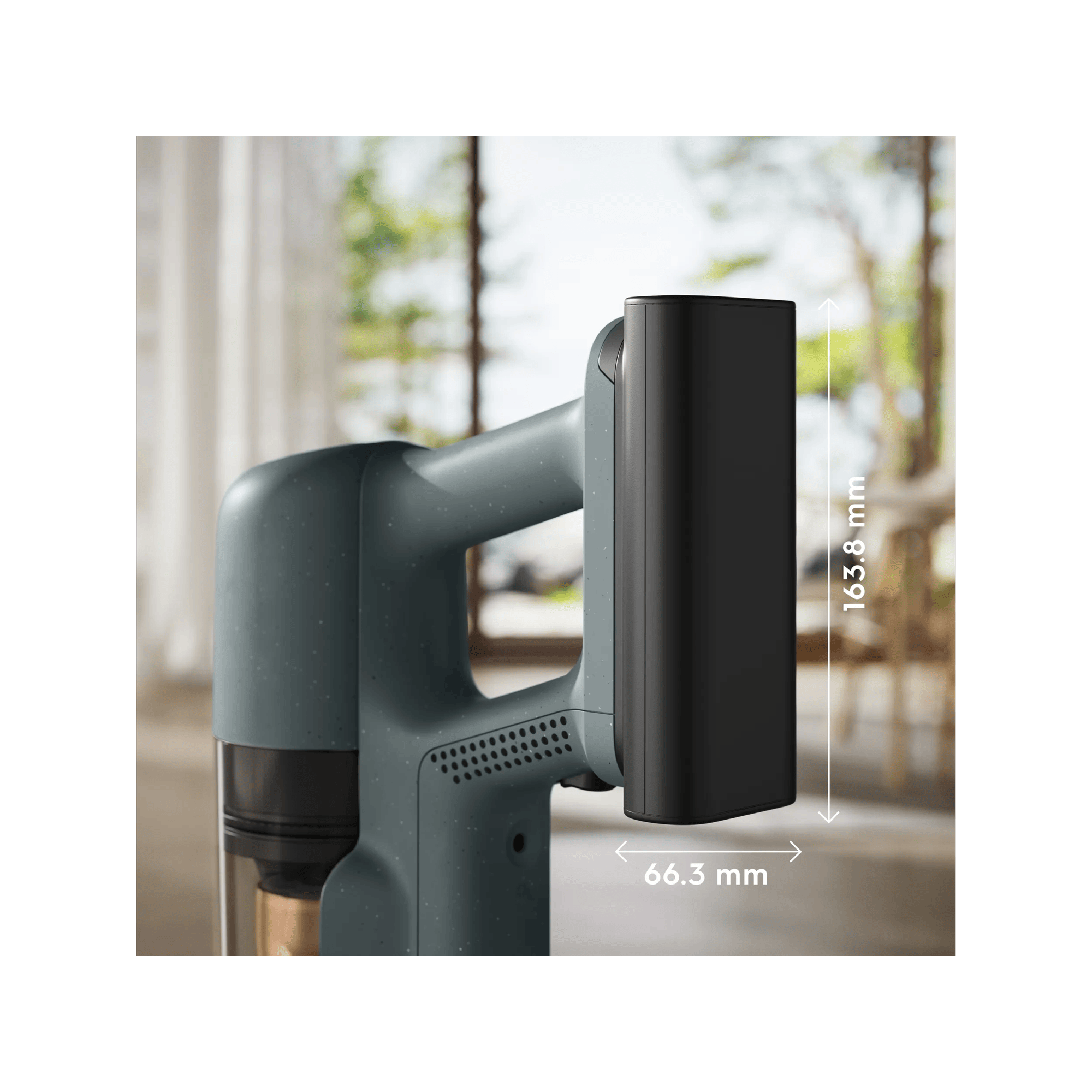 Battery-powered hand unit designed for easy portability.