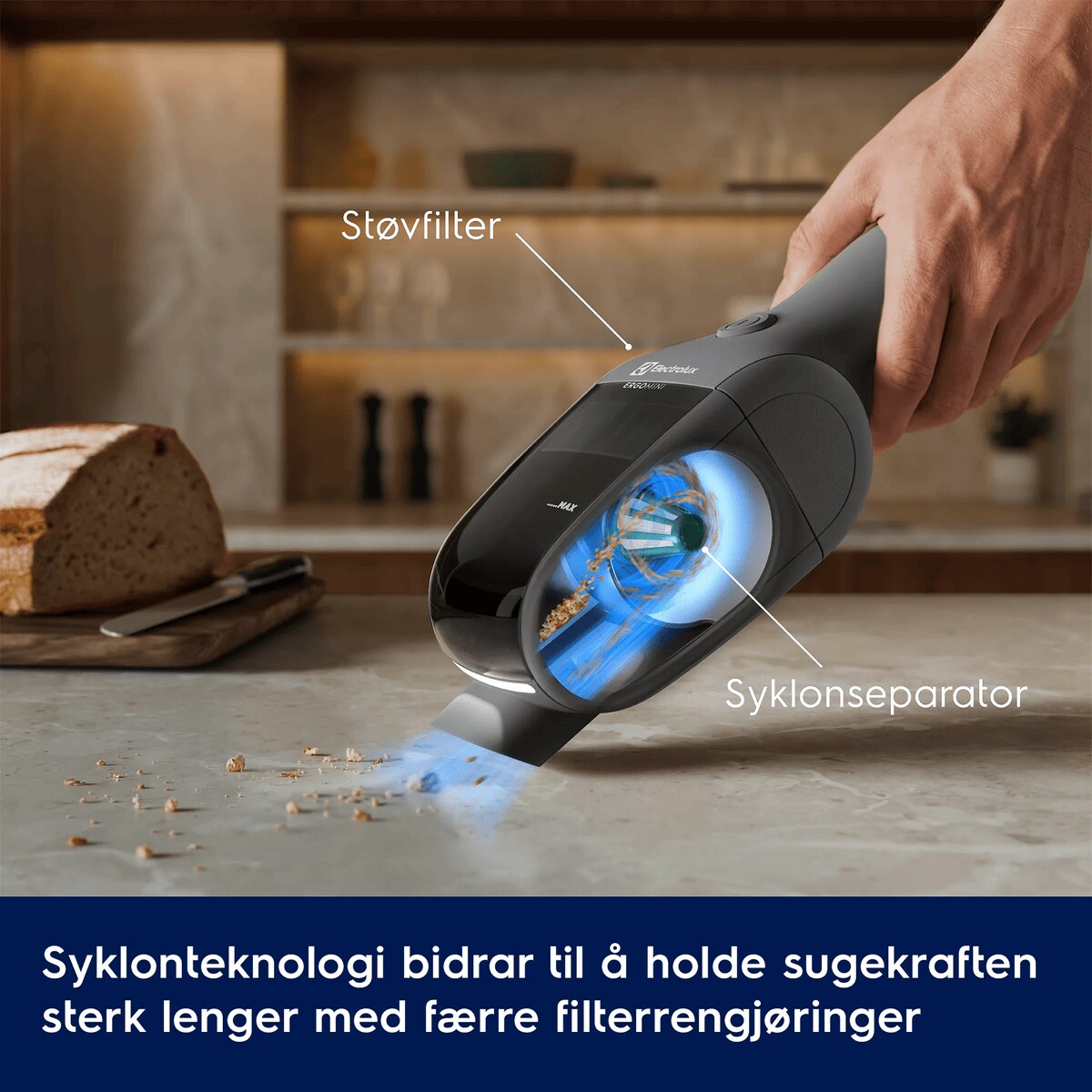 Syklonteknologi bidrar til å holde sugekraften sterk lenger med færre filterrengjøringer      Støvfilter Syklonseparator