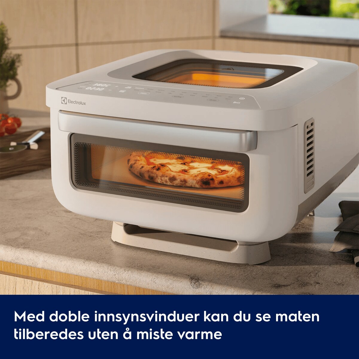 Med doble innsynsvinduer kan du se maten tilberedes uten å miste varme