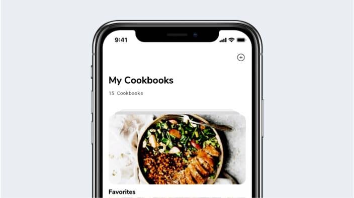 Sidechef-app med matrett i skjermen