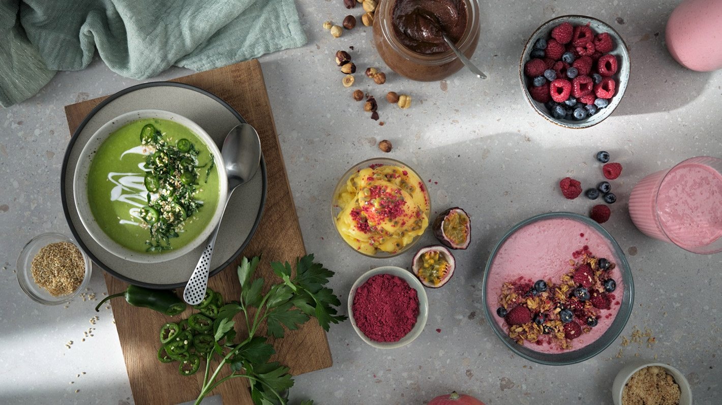 Ulike matretter som har blitt laget i en blender.
