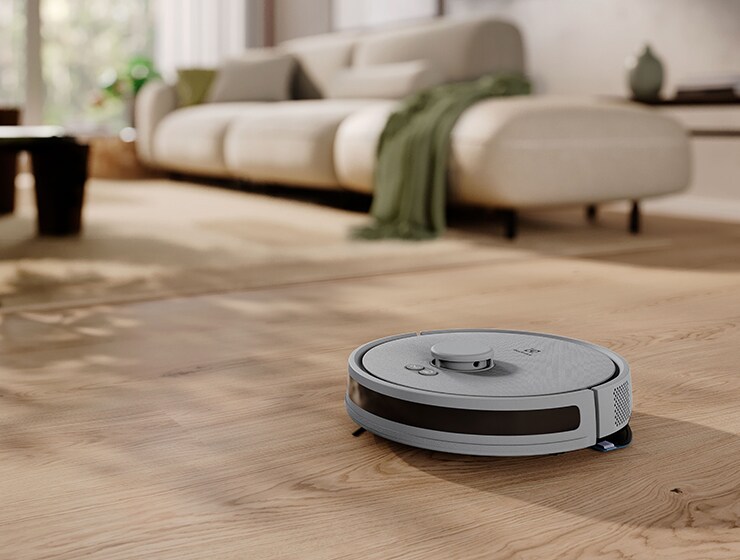 Robotstøvsuger på gulvet